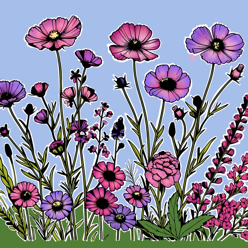 beautiful wildflowers realistic