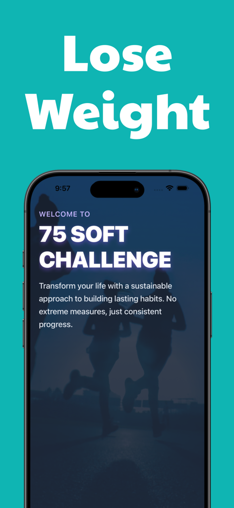 75 Soft Challenge - Tracker - 75 Soft Challenge app welcome screen showing Lose Weight headline