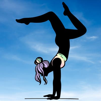 a woman doing a handstand