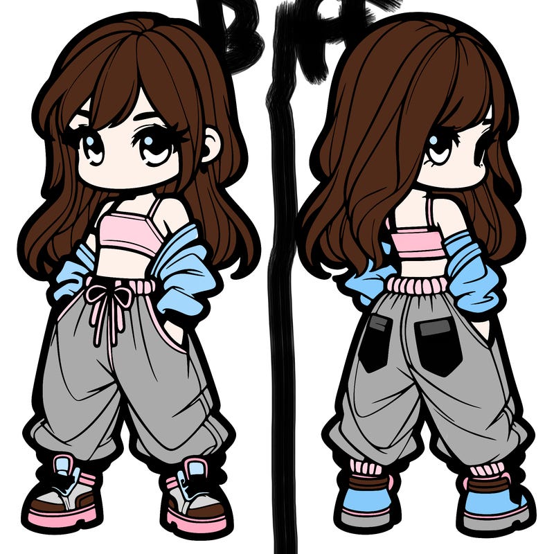 girl in crop top and baggy pants