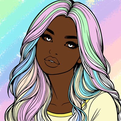 realistic girl with hair on her hair and lips