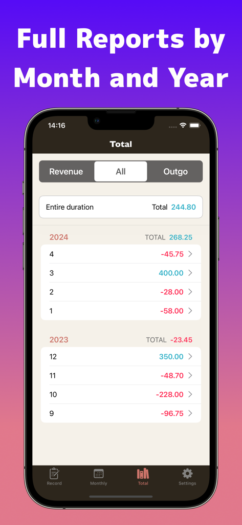 Simple Money Recorder - Full financial reports by month and year in Simple Money Recorder app