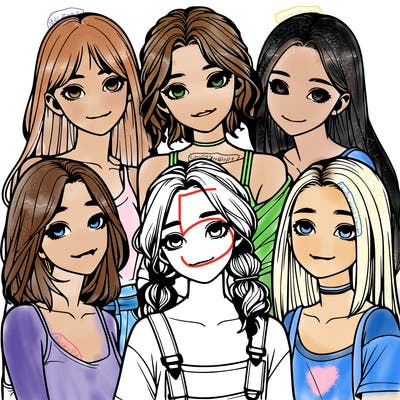 a group of girls realistic