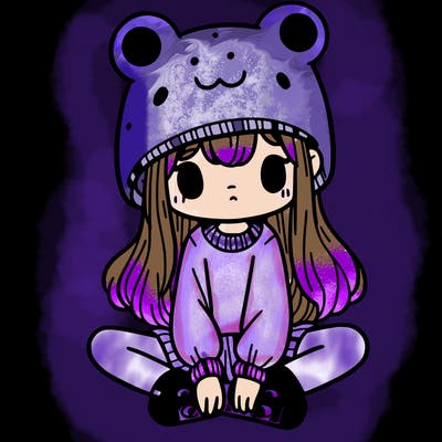 a girl wearing a frog hat and some frog socks