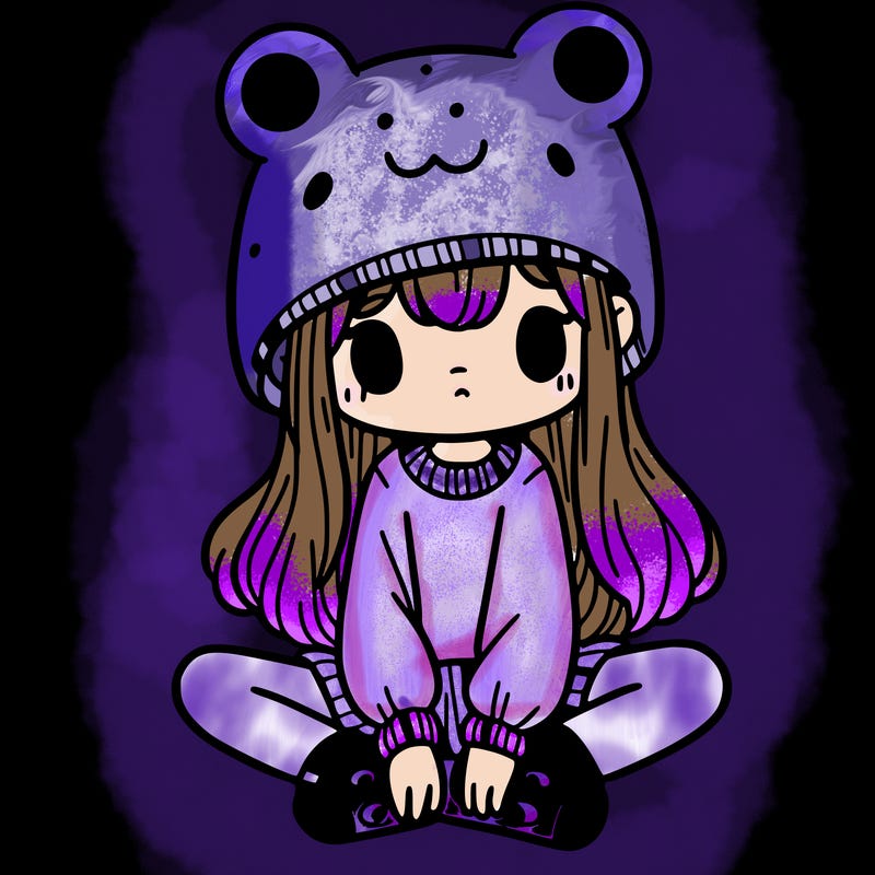 a girl wearing a frog hat and some frog socks