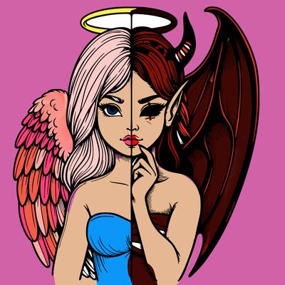 realistic angel half demon