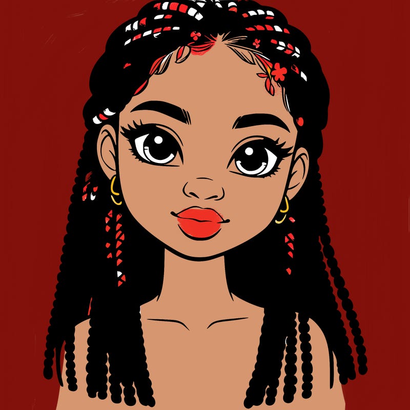 a realistic black girl with braids