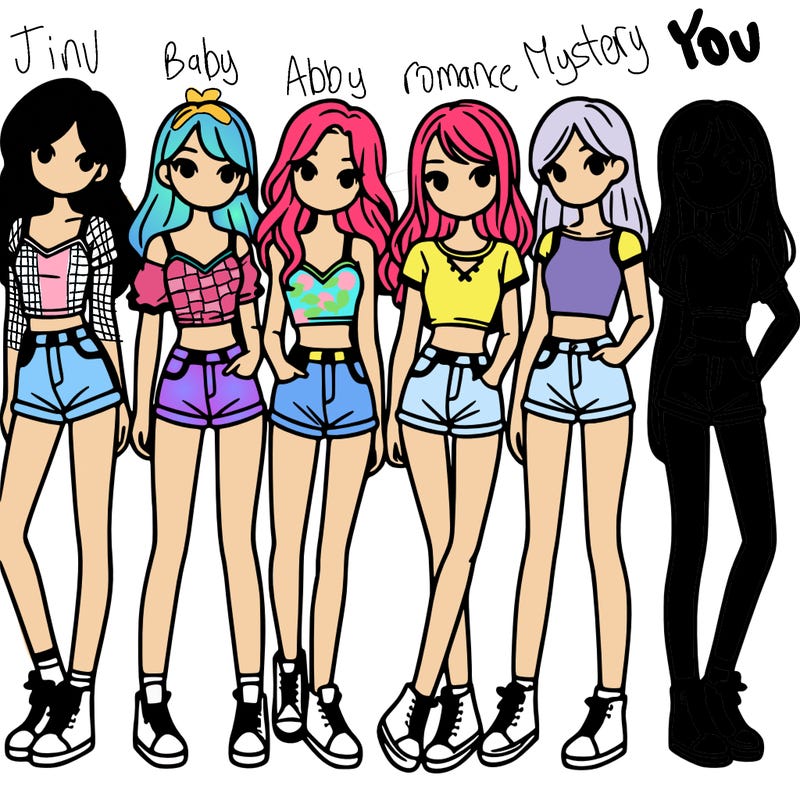 a group of girls wearing crop tops and shorts