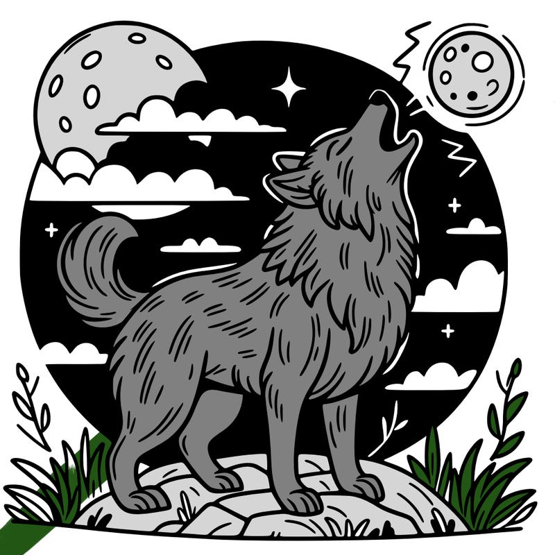 wolf howling at the moon