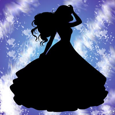 realistic woman with dress flowing in the wind