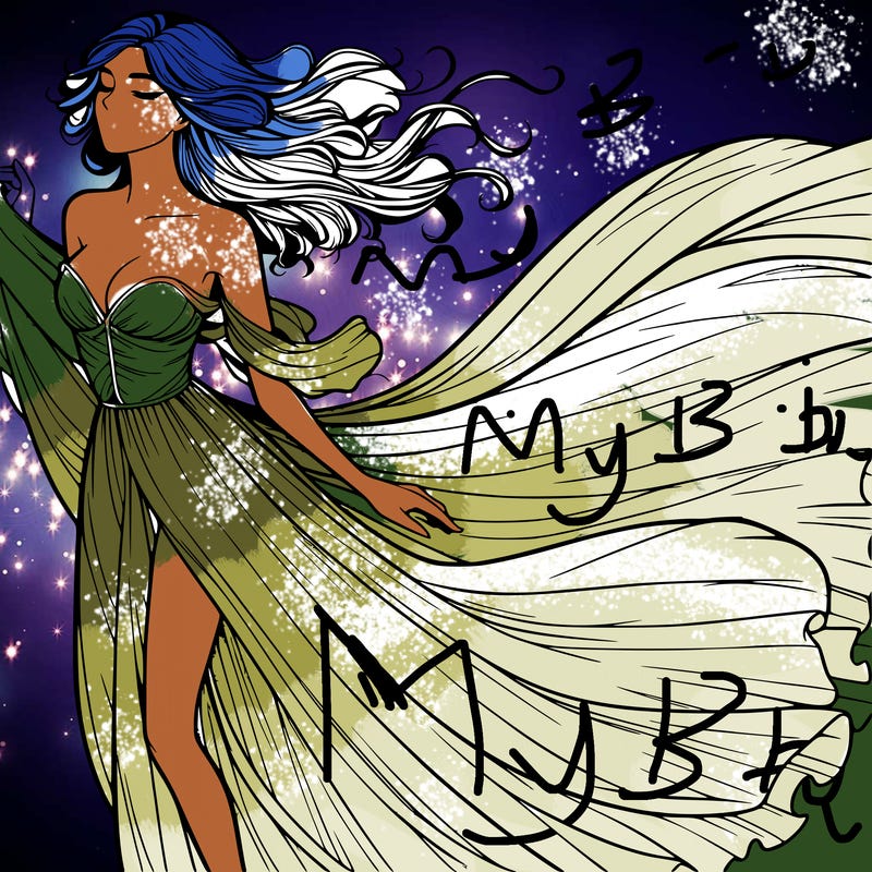 realistic woman in dress flowing the the wind