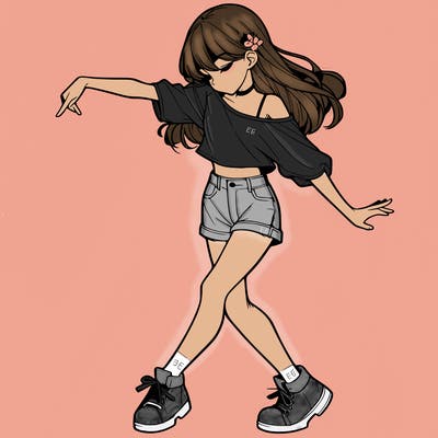 realistic girl danceing