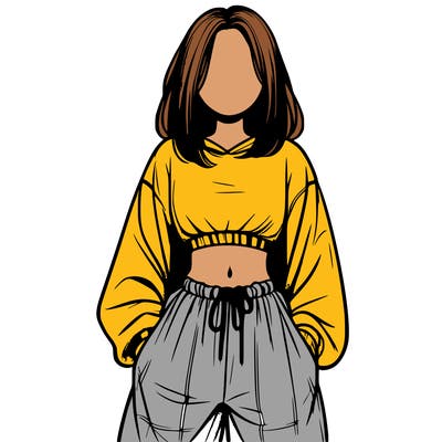 realistic girl faceless with baggy pants and a crop top