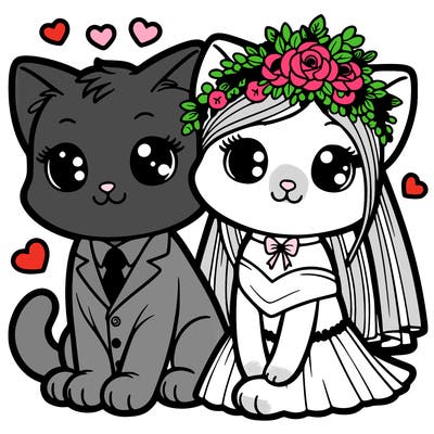bride and groom kittens