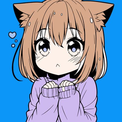 shy anime catgirl
