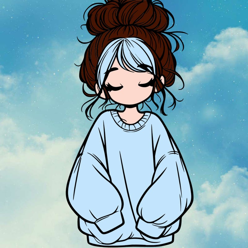 girl with baggy sweatshirt and messy bun