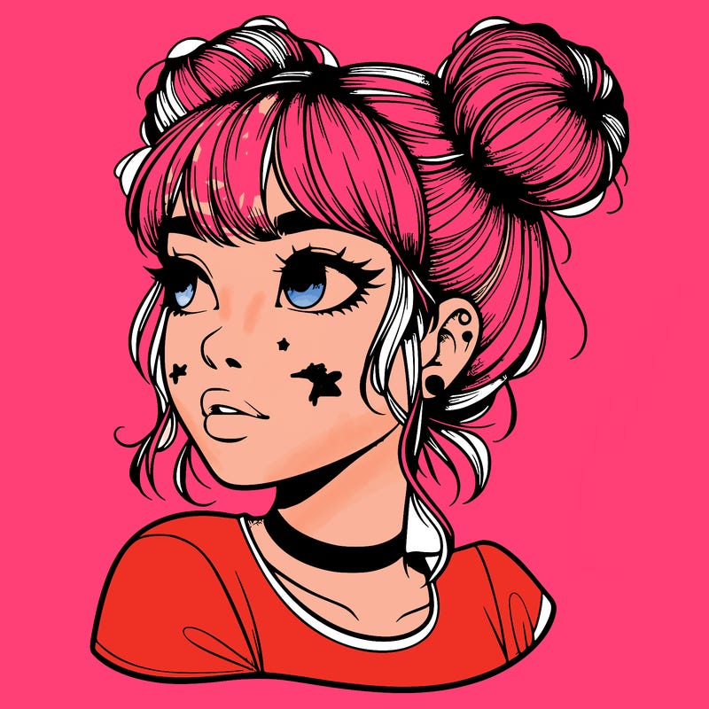 realistic girl with spacebuns