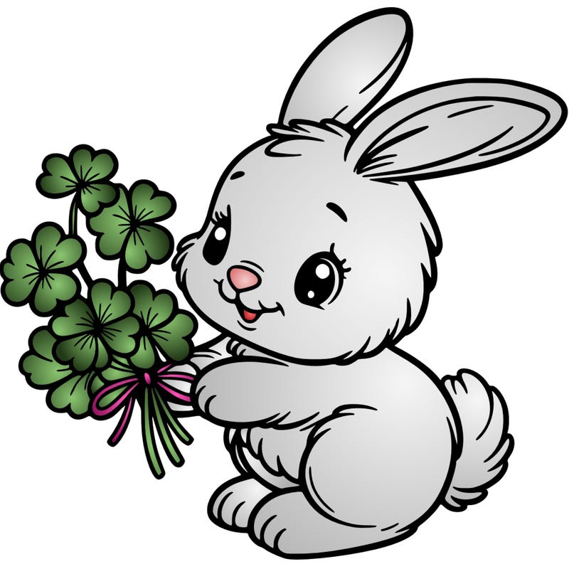 bunny with a bunch of clover