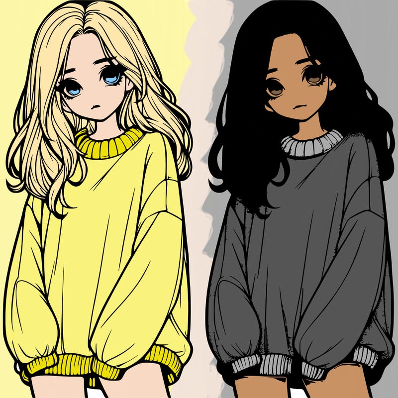 realistic girl with baggy sweater