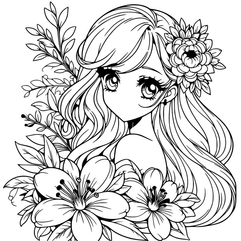 flower nature, beautiful queen teen anime