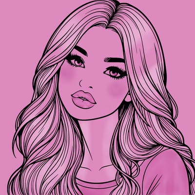 realistic girl with hair on her hair and lips