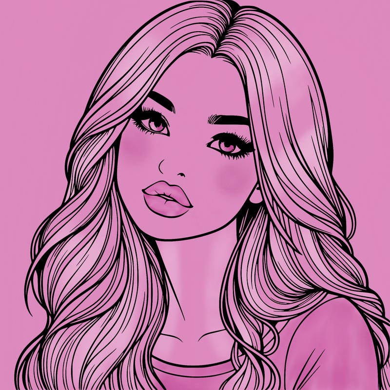 realistic girl with hair on her hair and lips