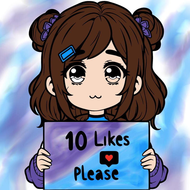 a girl with a sign saying 10 likes please