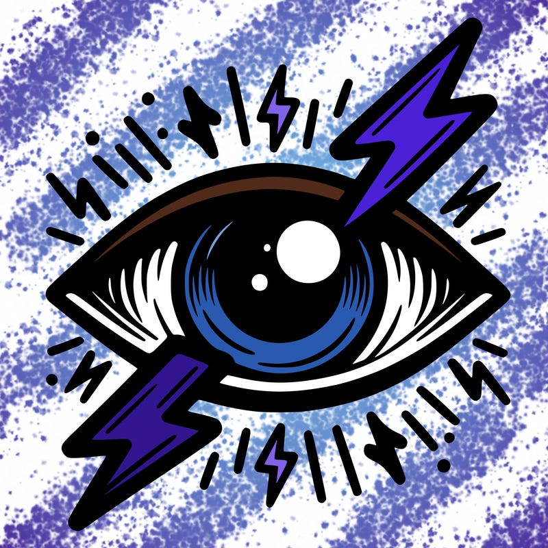 realistic eye with lightning bolts