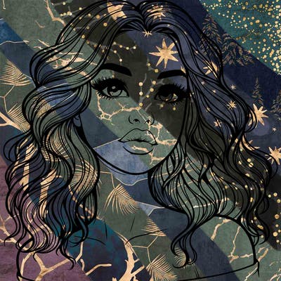 realistic girl with wavy hair and lips