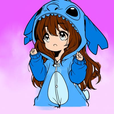 anime girl in a stitch onsie