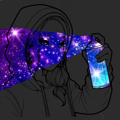 a realistic girl, spray painting