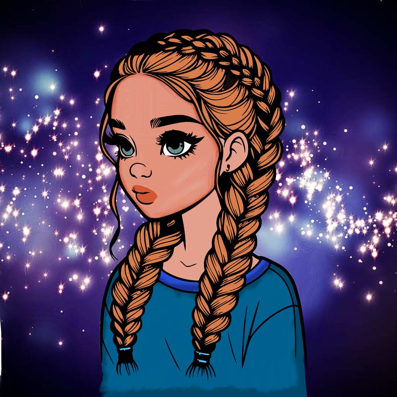 realistic girl with braids