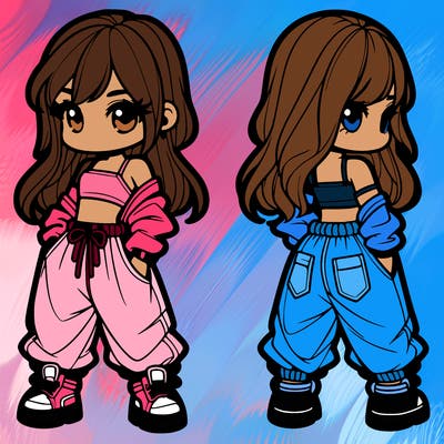 girl in crop top and baggy pants