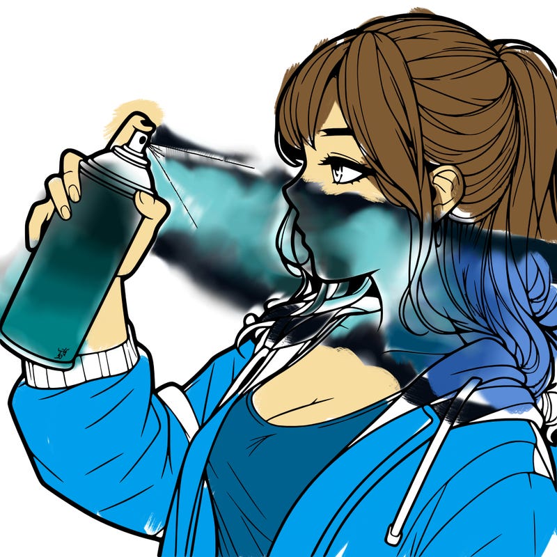 a realistic girl spray, painting