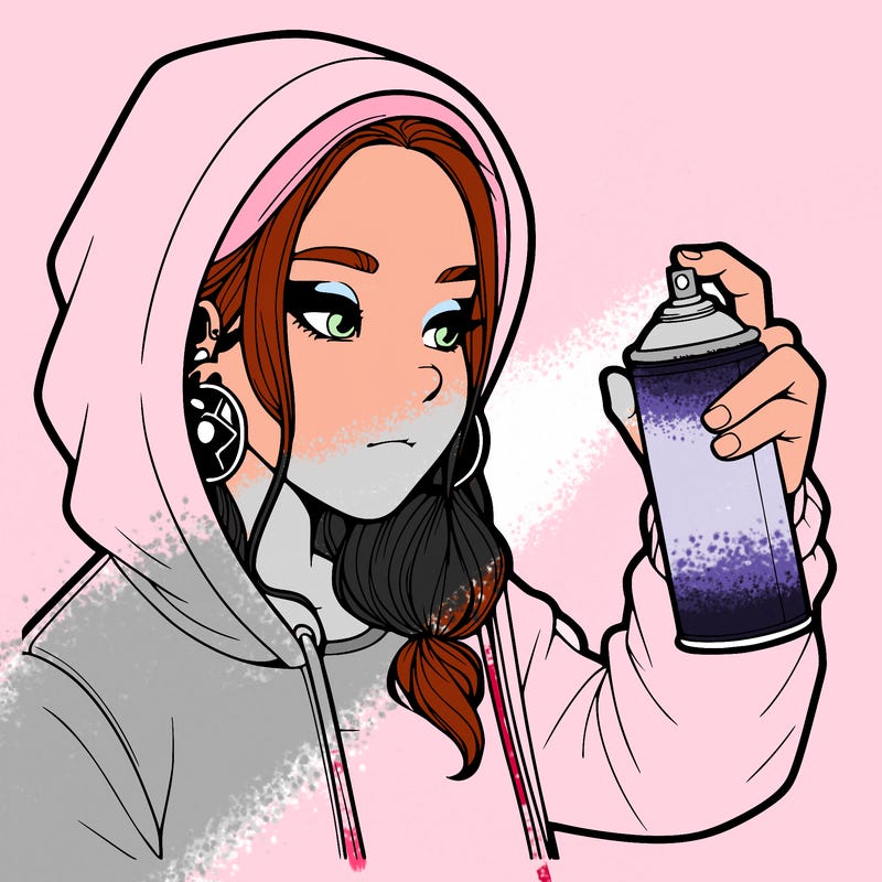 a realistic girl, spray painting
