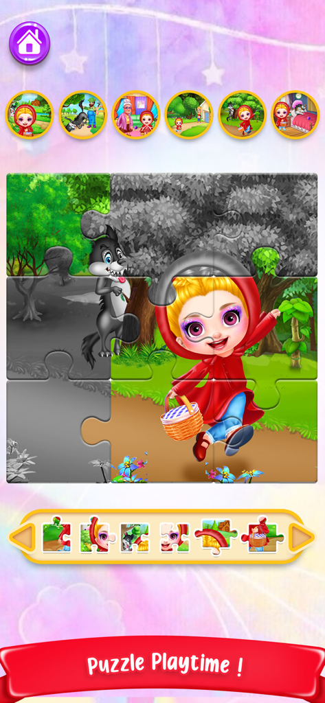 Little Red Ridding Hood Game - Little Red Riding Hood jigsaw puzzle mini game for kids