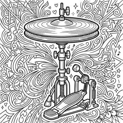 Get ready to bring rhythm to life with this engaging hi-hat cymbals coloring page, specially designed for creative teens. Explore a world of musical patterns and intricate details awaiting your artistic touch.