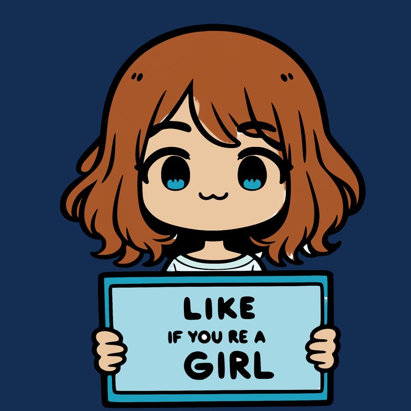 a cute girl holding a sign that says like if you’re a girl