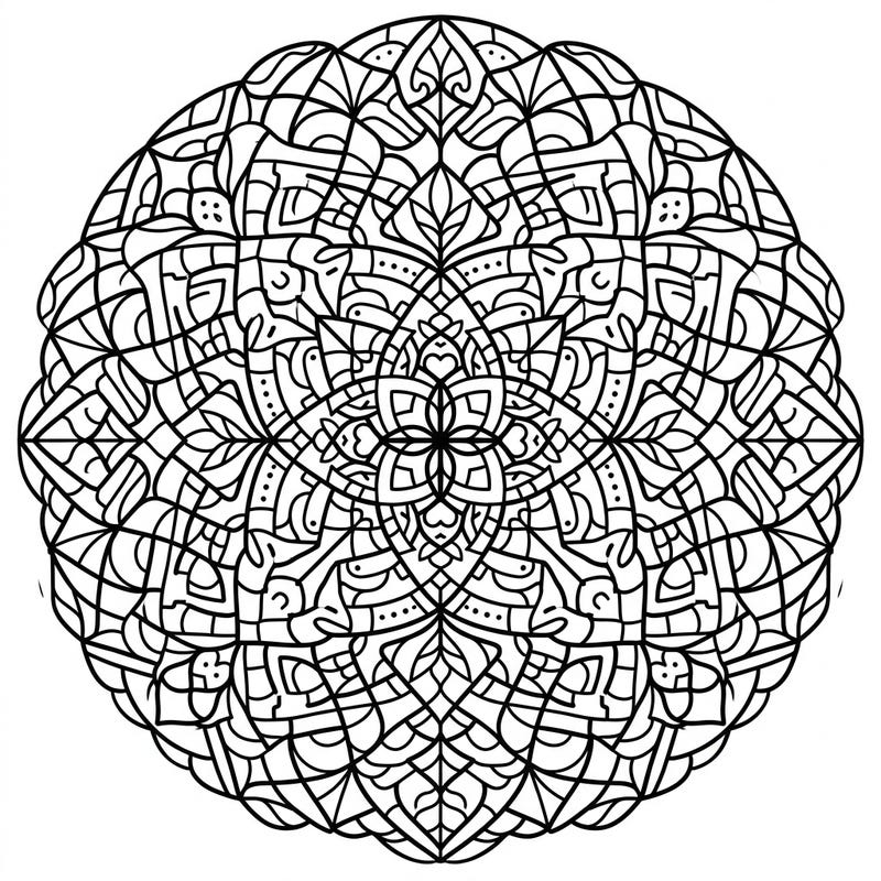 Immerse yourself in the beauty of mathematics with this exquisite Fibonacci Geometric Mandala. This intricate design, crafted using the golden ratio, offers a deeply satisfying and relaxing coloring adventure.