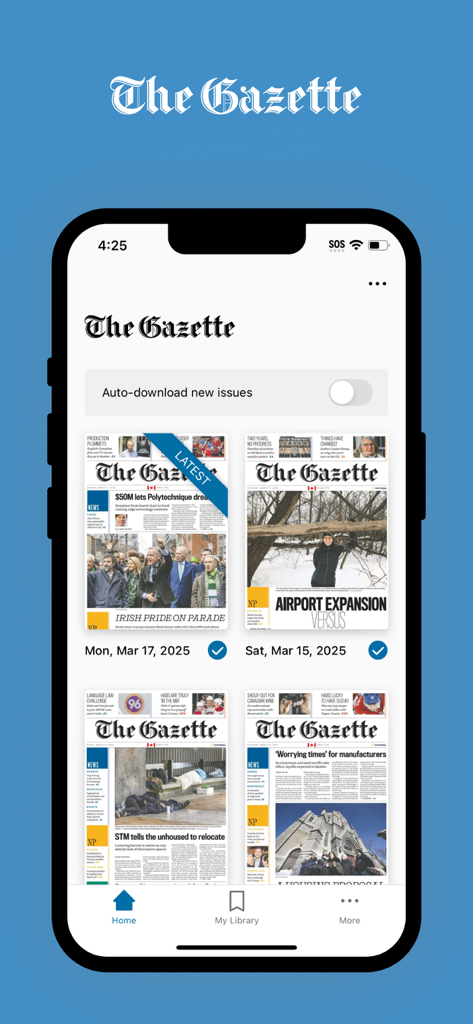 Montreal Gazette ePaper app home screen showing digital newspaper editions