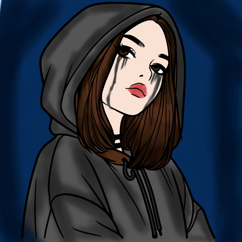 a realistic girl in a hoodie