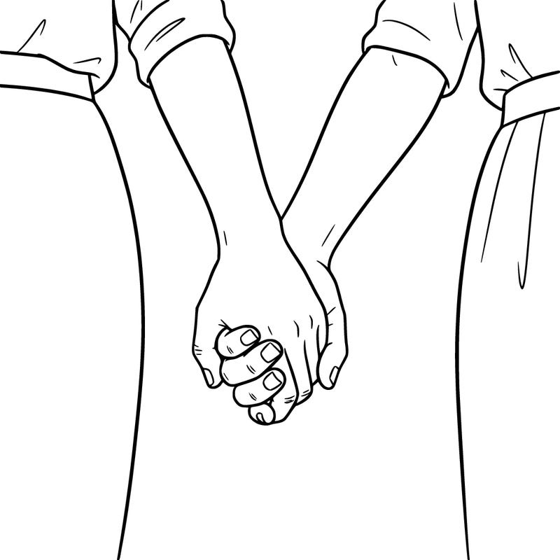 man and woman holding hands