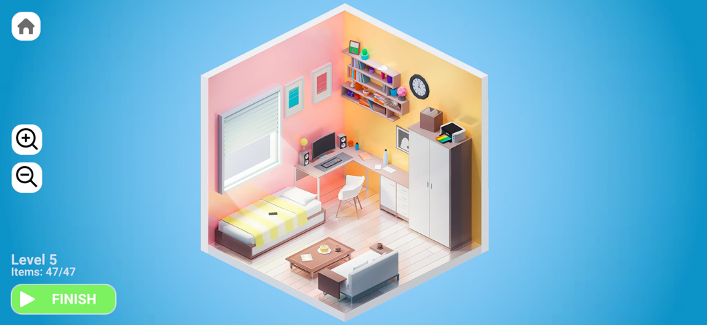 Interior Designer - Decor Life - インテリアデザイナー デコライフのカラフルに装飾された部屋のアイソメトリックビュー