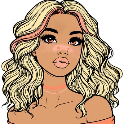 realistic girl with wavy hair and lips