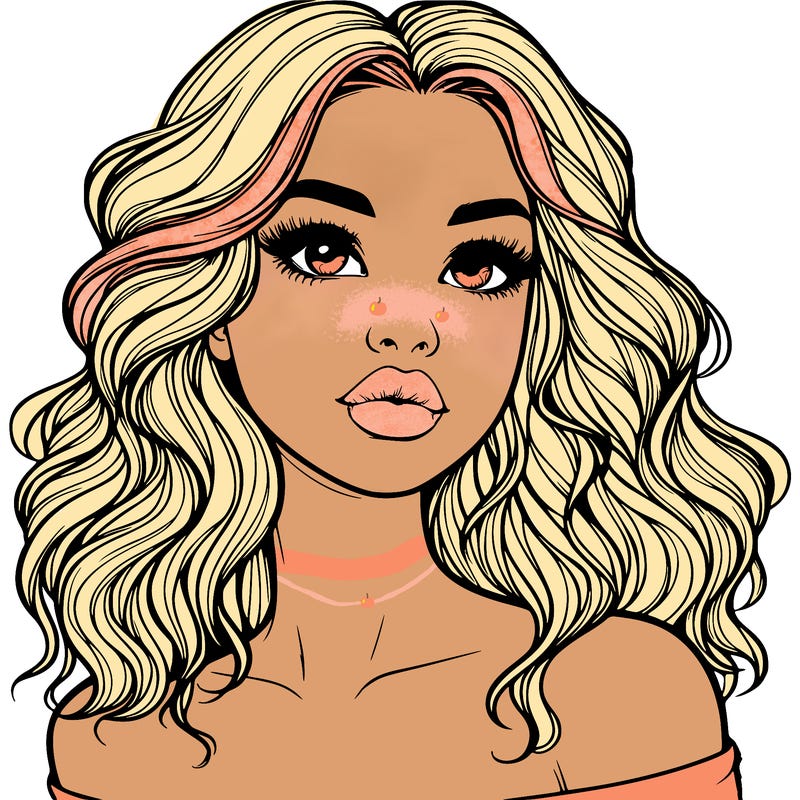 realistic girl with wavy hair and lips