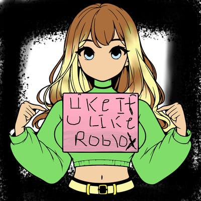 girl holding a blank sign in a long sleeve crop top