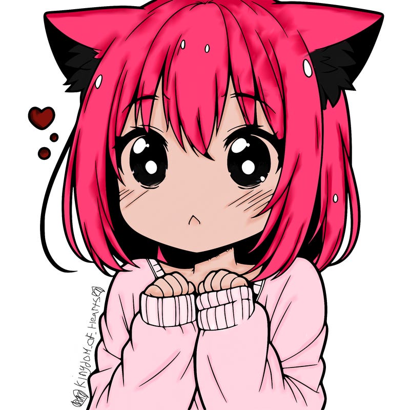 shy anime catgirl