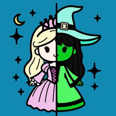 split princess and witch
