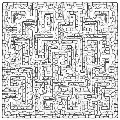 Explore a mesmerizing world of ancient puzzles with this intricate Stone Labyrinth coloring page. Its complex patterns of meticulously laid stones promise hours of meditative and creative coloring enjoyment.