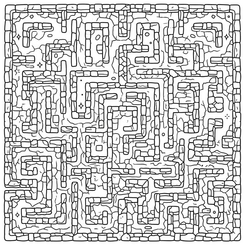 Explore a mesmerizing world of ancient puzzles with this intricate Stone Labyrinth coloring page. Its complex patterns of meticulously laid stones promise hours of meditative and creative coloring enjoyment.